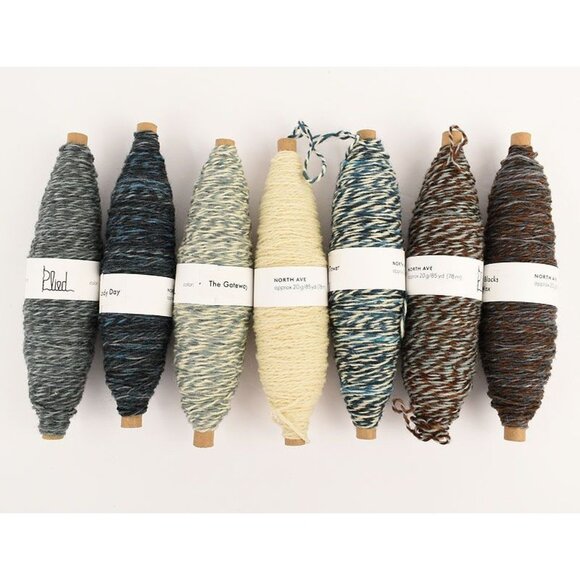 Plied Yarns Set Of 7 North Ave Bobbins Non Superwash Wool Multicolor Handspun
